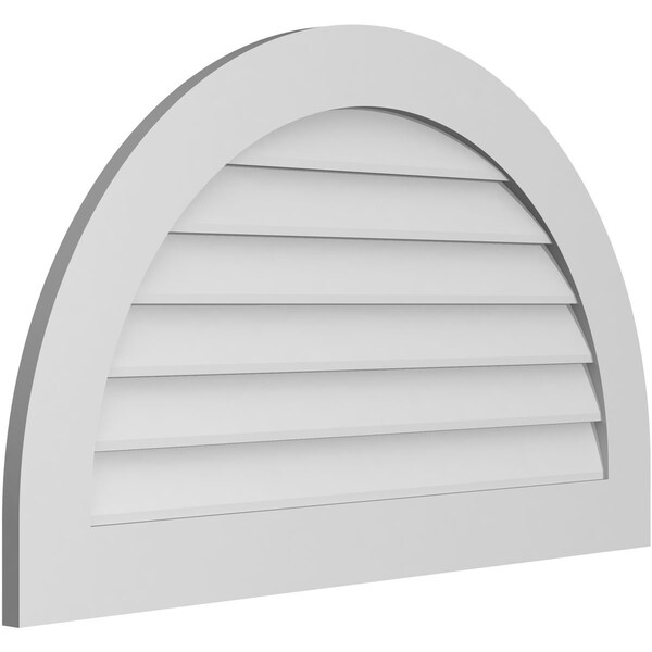 Ekena Millwork Round Top Surface Mount PVC Gable Vent: Non-Functional, w/ 3-1/2"W x 1"P Standard Frame, 40"W x 24"H - GVPRT40X2401SN