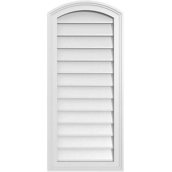 Ekena Millwork Arch Top Surface Mount PVC Gable Vent: Functional, w/ 2"W x 1-1/2"P Brickmould Frame, 16"W x 36"H - GVPAR16X3602SF
