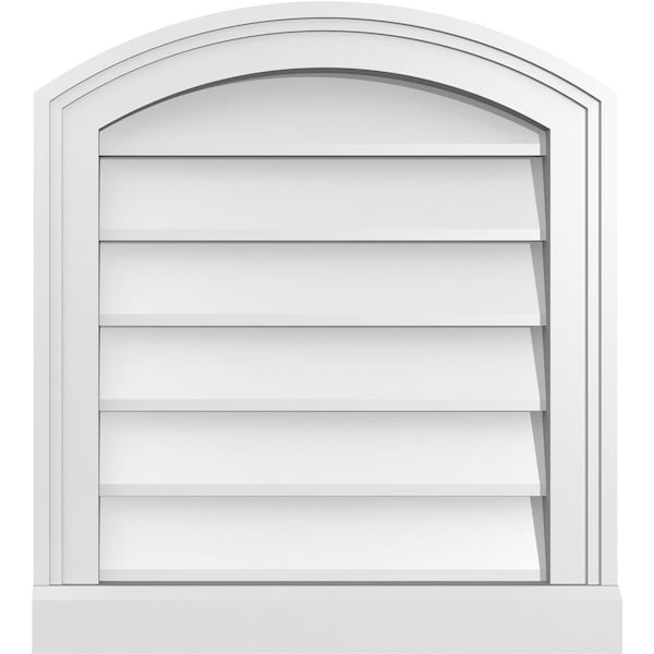 Ekena Millwork Arch Top Surface Mount PVC Gable Vent: Functional, w/ 2"W x 2"P Brickmould Sill Frame, 18"W x 20"H - GVPAR18X2003SF