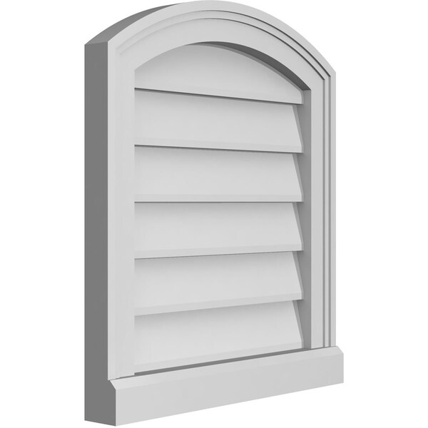 Ekena Millwork Arch Top Surface Mount PVC Gable Vent: Functional, w/ 2"W x 2"P Brickmould Sill Frame, 18"W x 20"H - GVPAR18X2003SF