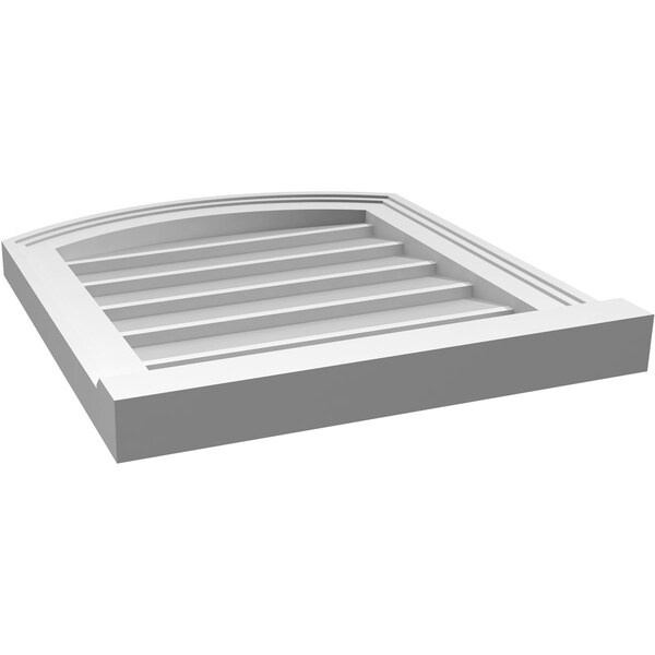 Ekena Millwork Arch Top Surface Mount PVC Gable Vent: Functional, w/ 2"W x 2"P Brickmould Sill Frame, 18"W x 20"H - GVPAR18X2003SF