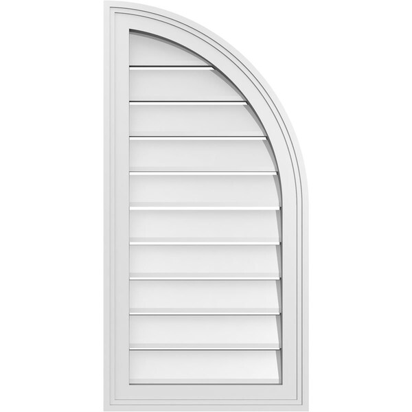 Ekena Millwork Quarter Round Top Right Surface Mount PVC Gable Vent w/ 2"W x 2"P Brickmould Sill Frame, 16"W x 32"H - GVPQR16X3203SF