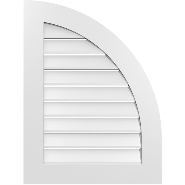Ekena Millwork Quarter Round Top Right Surface Mount PVC Gable Vent w/ 3-1/2"W x 1"P Standard Frame, 24"W x 32"H - GVPQR24X3201SF