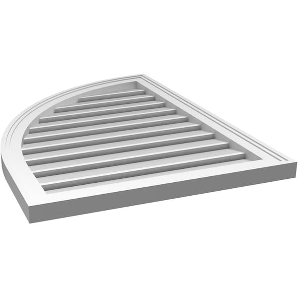 Ekena Millwork Quarter Round Top Left Surface Mount PVC Gable Vent w/ 2"W x 1-1/2"P Brickmould Frame, 24"W x 32"H - GVPQL24X3202SF