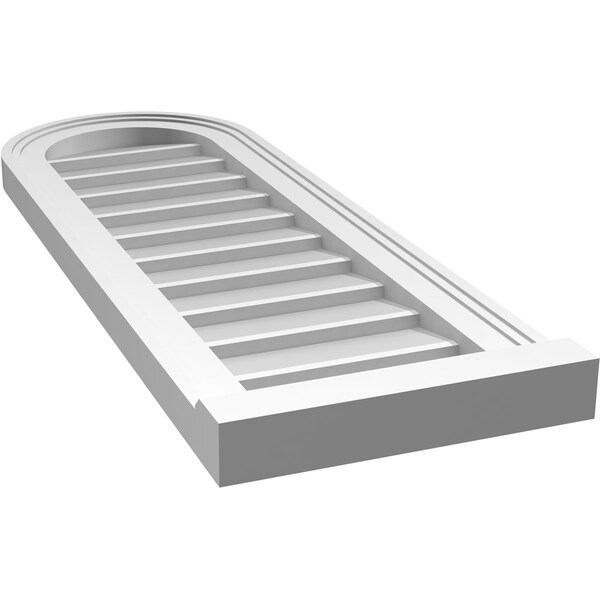 Ekena Millwork Round Top Surface Mount PVC Gable Vent w/ 2"W x 2"P Brickmould Sill Frame, 12"W x 34"H - GVPRT12X3403SN