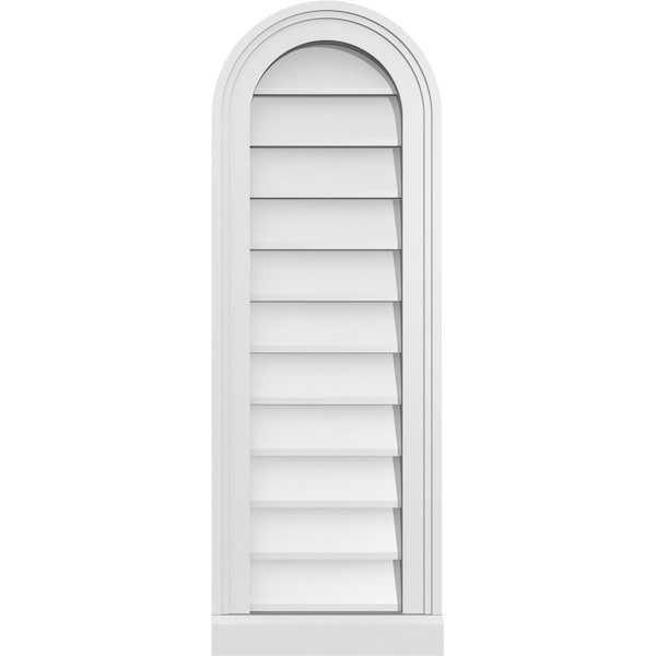 Ekena Millwork Round Top Surface Mount PVC Gable Vent w/ 2"W x 2"P Brickmould Sill Frame, 12"W x 34"H - GVPRT12X3403SN