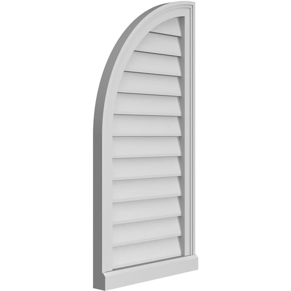 Ekena Millwork Quarter Round Top Left Surface Mount PVC Gable Vent w/ 2"W x 2"P Brickmould Sill Frame, 18"W x 36"H - GVPQL18X3603SN