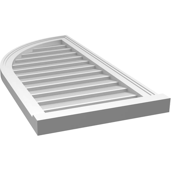 Ekena Millwork Quarter Round Top Left Surface Mount PVC Gable Vent w/ 2"W x 2"P Brickmould Sill Frame, 18"W x 36"H - GVPQL18X3603SN