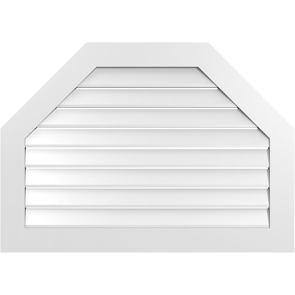 Ekena Millwork Octagonal Top Surface Mount PVC Gable Vent: Functional, w/ 3-1/2"W x 1"P Standard Frame, 42"W x 30"H - GVPOT42X3001SF