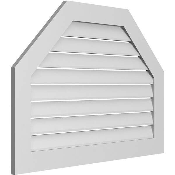 Ekena Millwork Octagonal Top Surface Mount PVC Gable Vent: Functional, w/ 3-1/2"W x 1"P Standard Frame, 42"W x 30"H - GVPOT42X3001SF