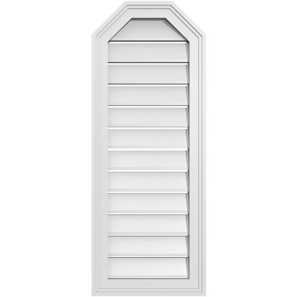 Ekena Millwork Octagonal Top Surface Mount PVC Gable Vent w/ 2"W x 1-1/2"P Brickmould Frame, 14"W x 36"H - GVPOT14X3602SF