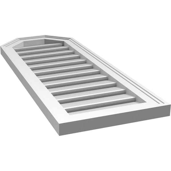 Ekena Millwork Octagonal Top Surface Mount PVC Gable Vent w/ 2"W x 1-1/2"P Brickmould Frame, 14"W x 36"H - GVPOT14X3602SF