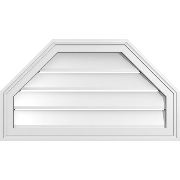 Ekena Millwork Octagonal Top Surface Mount PVC Gable Vent w/ 2"W x 1-1/2"P Brickmould Frame, 28"W x 16"H - GVPOT28X1602SF