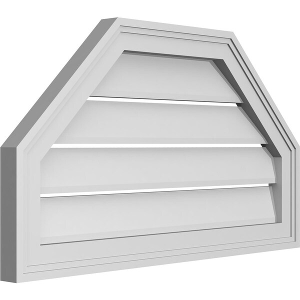 Ekena Millwork Octagonal Top Surface Mount PVC Gable Vent w/ 2"W x 1-1/2"P Brickmould Frame, 28"W x 16"H - GVPOT28X1602SF