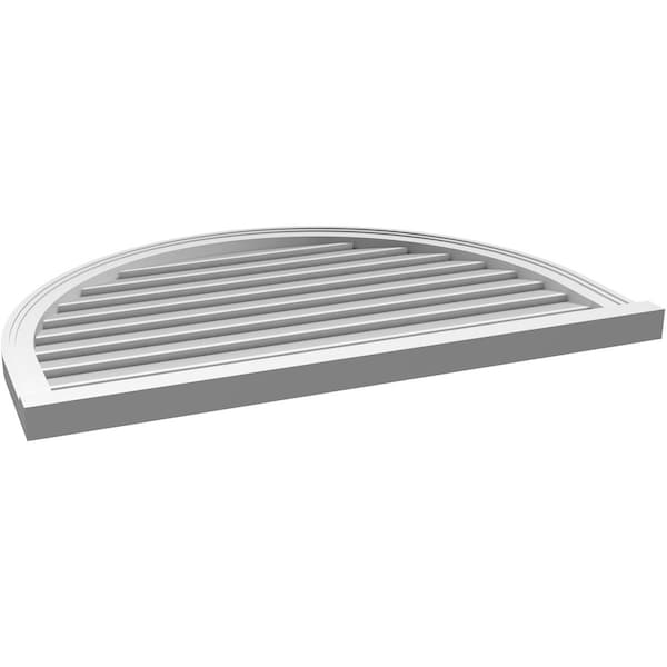 Ekena Millwork Round Top Surface Mount PVC Gable Vent: Functional, w/ 2"W x 2"P Brickmould Sill Frame, 40"W x 28"H - GVPRT40X2803SF