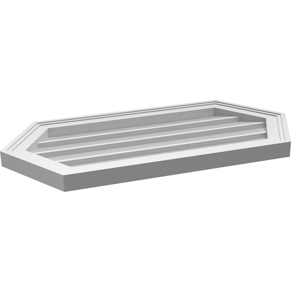Ekena Millwork Half Round Surface Mount PVC Gable Vent w/ 2"W x 1-1/2"P Brickmould Frame, 30"W x 15"H - GVPHR30X1502SN