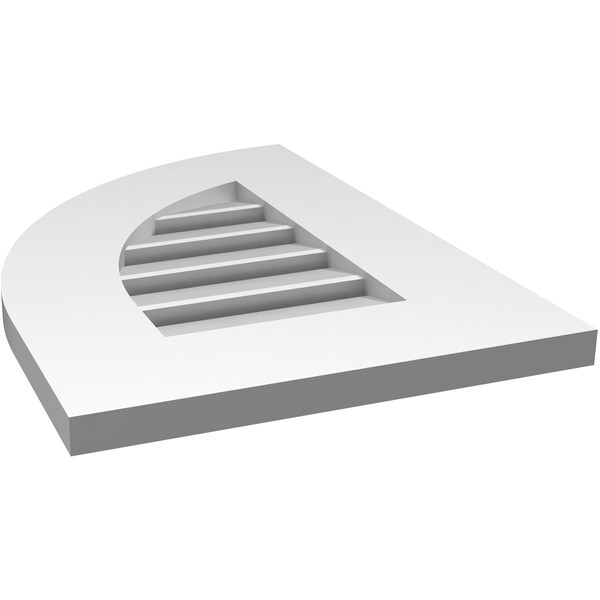 Ekena Millwork Quarter Round Top Left Surface Mount PVC Gable Vent w/ 3-1/2"W x 1"P Standard Frame, 14"W x 20"H - GVPQL14X2001SF