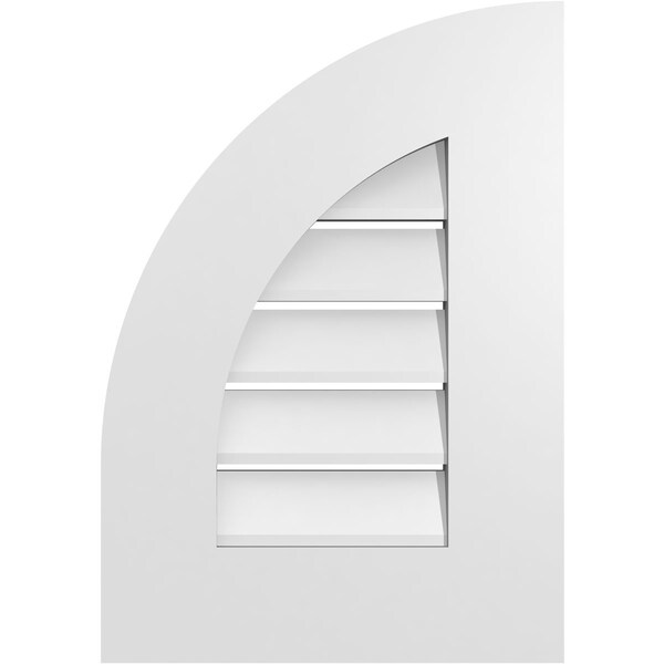 Ekena Millwork Quarter Round Top Left Surface Mount PVC Gable Vent w/ 3-1/2"W x 1"P Standard Frame, 14"W x 20"H - GVPQL14X2001SF