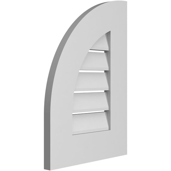 Ekena Millwork Quarter Round Top Left Surface Mount PVC Gable Vent w/ 3-1/2"W x 1"P Standard Frame, 14"W x 20"H - GVPQL14X2001SF