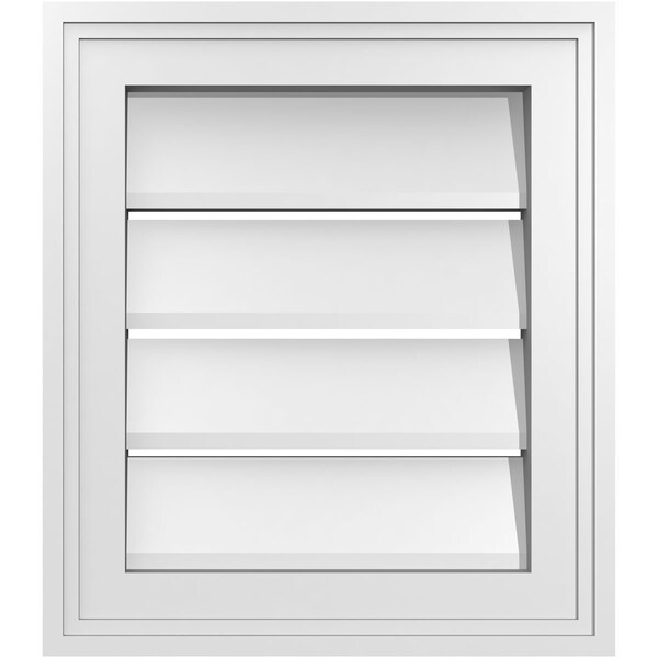 Ekena Millwork Vertical Surface Mount PVC Gable Vent: Functional, w/ 2"W x 1-1/2"P Brickmould Frame, 14"W x 16"H - GVPVE14X1602SF