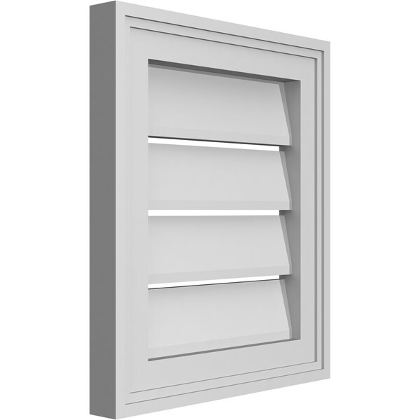 Ekena Millwork Vertical Surface Mount PVC Gable Vent: Functional, w/ 2"W x 1-1/2"P Brickmould Frame, 14"W x 16"H - GVPVE14X1602SF