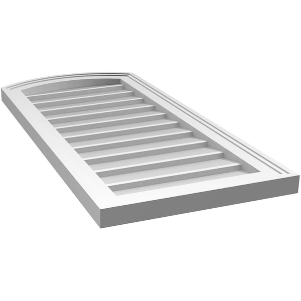 Ekena Millwork Arch Top Surface Mount PVC Gable Vent: Functional, w/ 2"W x 1-1/2"P Brickmould Frame, 16"W x 34"H - GVPAR16X3402SF