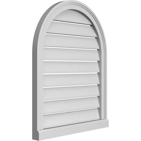 Ekena Millwork Round Top Surface Mount PVC Gable Vent: Functional, w/ 2"W x 2"P Brickmould Sill Frame, 24"W x 30"H - GVPRT24X3003SF