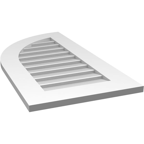 Ekena Millwork Quarter Round Top Left Surface Mount PVC Gable Vent w/ 3-1/2"W x 1"P Standard Frame, 18"W x 34"H - GVPQL18X3401SN