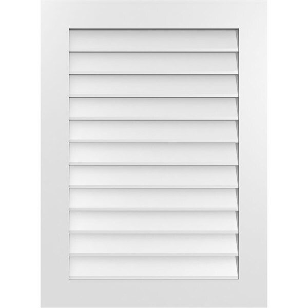 Ekena Millwork Vertical Surface Mount PVC Gable Vent: Non-Functional, w/ 3-1/2"W x 1"P Standard Frame, 28"W x 38"H - GVPVE28X3801SN