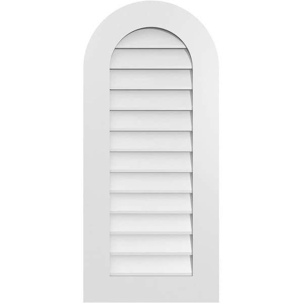 Ekena Millwork Round Top Surface Mount PVC Gable Vent: Non-Functional, w/ 3-1/2"W x 1"P Standard Frame, 18"W x 40"H - GVPRT18X4001SN