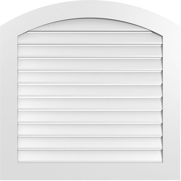 Ekena Millwork Arch Top Surface Mount PVC Gable Vent: Non-Functional, w/ 3-1/2"W x 1"P Standard Frame, 34"W x 42"H - GVPAR34X4201SN