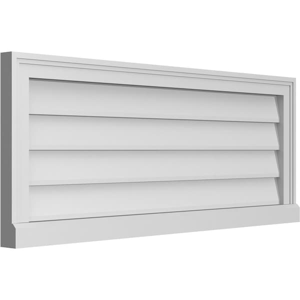 Ekena Millwork Vertical Surface Mount PVC Gable Vent w/ 2"W x 2"H , Brickmould Sill Frame, 40"W x 16"H - GVPVE40X1603SN