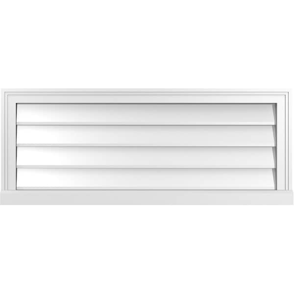 Ekena Millwork Vertical Surface Mount PVC Gable Vent w/ 2"W x 2"H , Brickmould Sill Frame, 40"W x 16"H - GVPVE40X1603SN