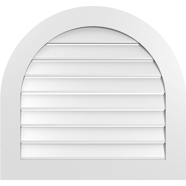 Ekena Millwork Round Top Surface Mount PVC Gable Vent: Functional, w/ 3-1/2"W x 1"P Standard Frame, 32"W x 30"H - GVPRT32X3001SF