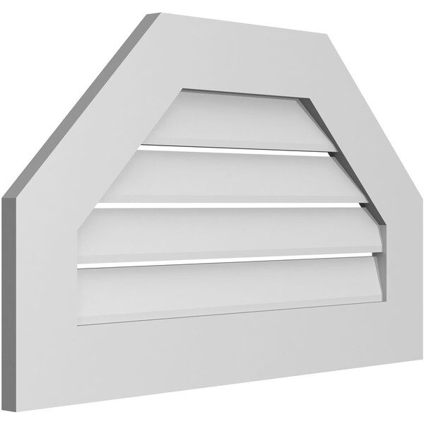 Ekena Millwork Octagonal Top Surface Mount PVC Gable Vent: Functional, w/ 3-1/2"W x 1"P Standard Frame, 30"W x 18"H - GVPOT30X1801SF