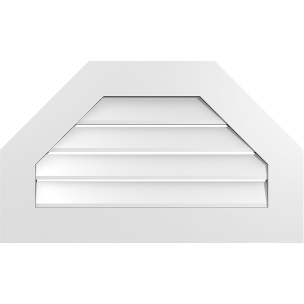 Ekena Millwork Octagonal Top Surface Mount PVC Gable Vent: Functional, w/ 3-1/2"W x 1"P Standard Frame, 30"W x 18"H - GVPOT30X1801SF