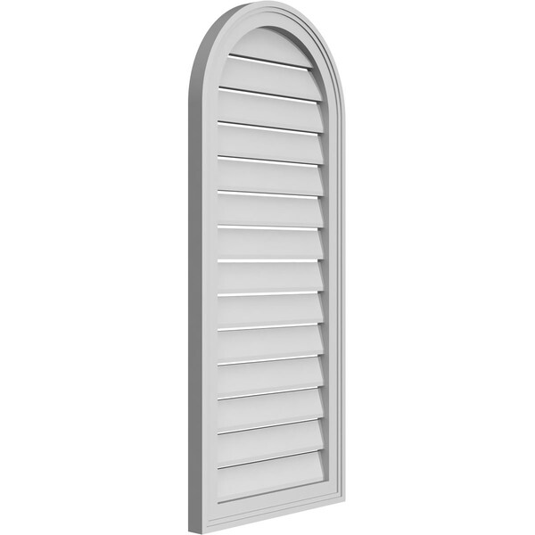 Ekena Millwork Round Top Surface Mount PVC Gable Vent: Functional, w/ 2"W x 1-1/2"P Brickmould Frame, 18"W x 42"H - GVPRT18X4202SF