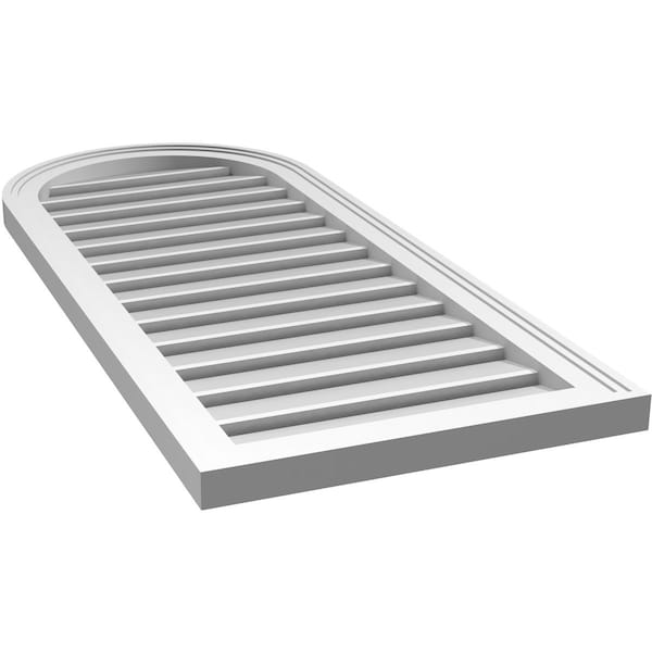 Ekena Millwork Round Top Surface Mount PVC Gable Vent: Functional, w/ 2"W x 1-1/2"P Brickmould Frame, 18"W x 42"H - GVPRT18X4202SF