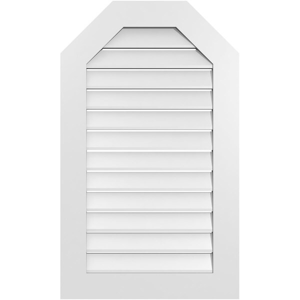 Ekena Millwork Octagonal Top Surface Mount PVC Gable Vent: Functional, w/ 3-1/2"W x 1"P Standard Frame, 24"W x 40"H - GVPOT24X4001SF