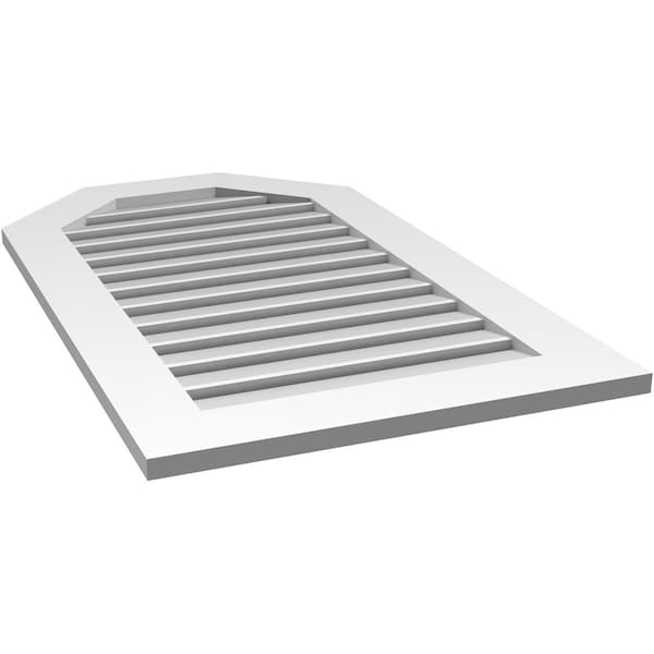 Ekena Millwork Octagonal Top Surface Mount PVC Gable Vent: Functional, w/ 3-1/2"W x 1"P Standard Frame, 24"W x 40"H - GVPOT24X4001SF