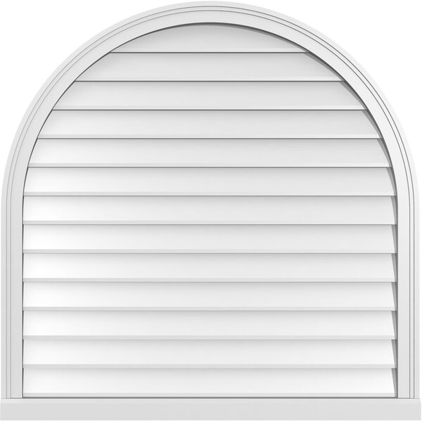 Ekena Millwork Round Top Surface Mount PVC Gable Vent w/ 2"W x 2"P Brickmould Sill Frame, 40"W x 40"H - GVPRT40X4003SN