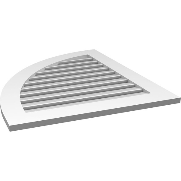 Ekena Millwork Quarter Round Top Left Surface Mount PVC Gable Vent w/ 3-1/2"W x 1"P Standard Frame, 30"W x 34"H - GVPQL30X3401SF