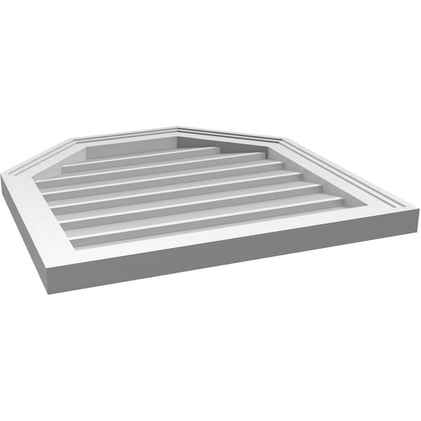 Ekena Millwork Octagonal Top Surface Mount PVC Gable Vent w/ 2"W x 1-1/2"P Brickmould Frame, 22"W x 22"H - GVPOT22X2202SN