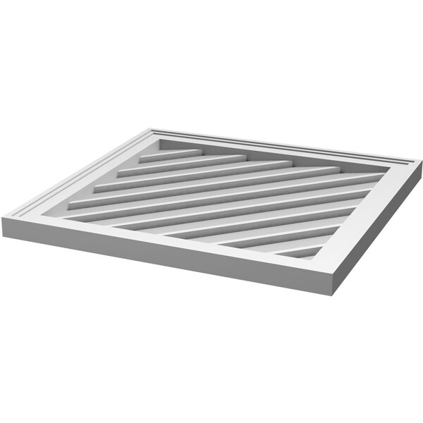 Ekena Millwork Diamond Surface Mount PVC Gable Vent: Non-Functional, w/ 2"W x 1-1/2"P Brickmould Frame, 32"W x 32"H - GVPDI32X3202SN