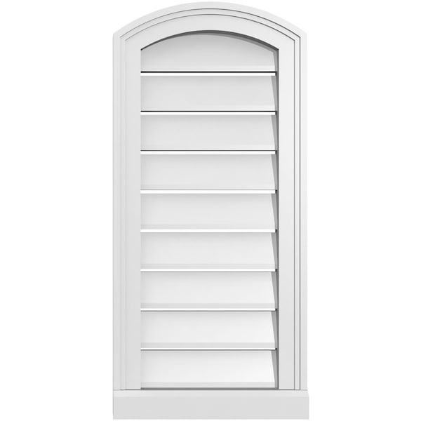 Ekena Millwork Arch Top Surface Mount PVC Gable Vent w/ 2"W x 2"P Brickmould Sill Frame, 14"W x 28"H - GVPAR14X2803SN