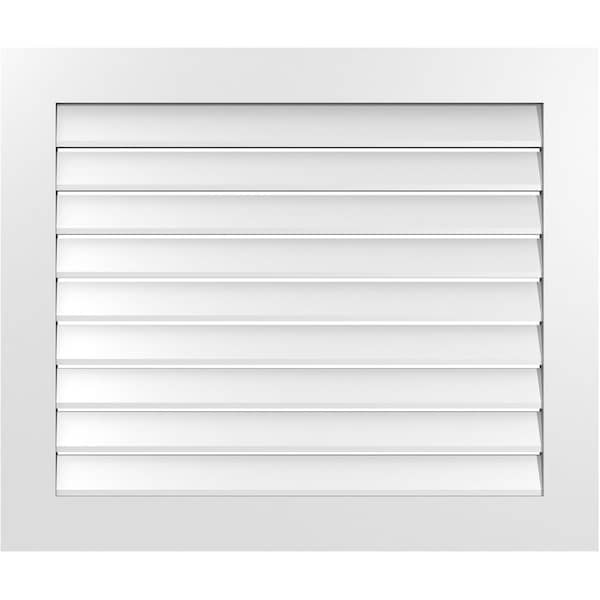 Ekena Millwork Vertical Surface Mount PVC Gable Vent: Functional, w/ 3-1/2"W x 1"P Standard Frame, 38"W x 32"H - GVPVE38X3201SF