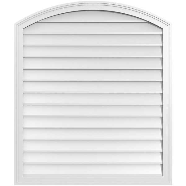 Ekena Millwork Arch Top Surface Mount PVC Gable Vent: Functional, w/ 2"W x 1-1/2"P Brickmould Frame, 36"W x 42"H - GVPAR36X4202SF