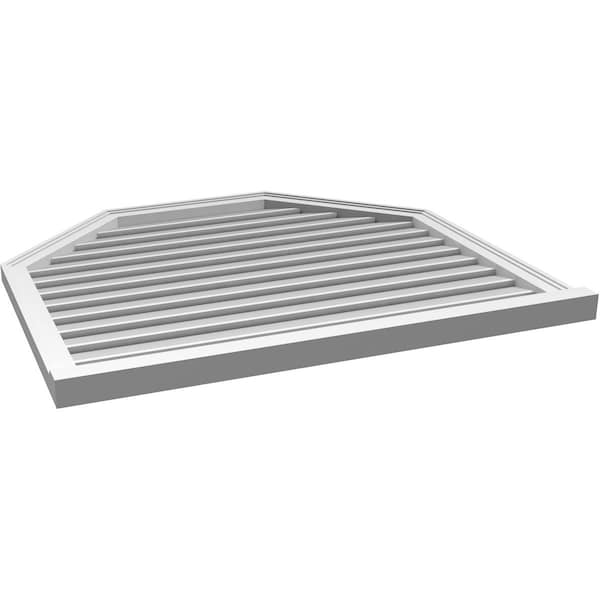 Ekena Millwork Octagonal Top Surface Mount PVC Gable Vent w/ 2"W x 2"P Brickmould Sill Frame, 40"W x 36"H - GVPOT40X3603SF
