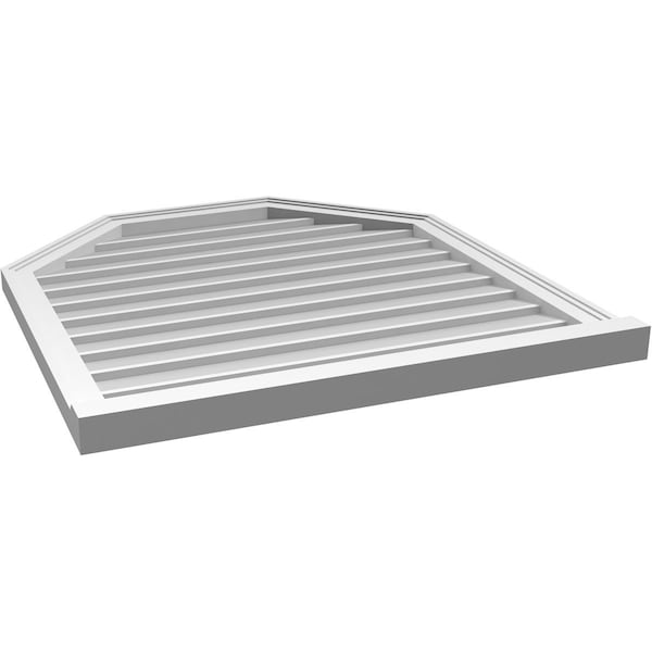 Ekena Millwork Octagonal Top Surface Mount PVC Gable Vent w/ 2"W x 2"P Brickmould Sill Frame, 32"W x 34"H - GVPOT32X3403SN