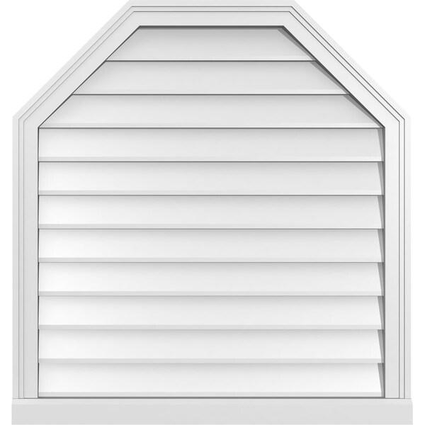 Ekena Millwork Octagonal Top Surface Mount PVC Gable Vent w/ 2"W x 2"P Brickmould Sill Frame, 32"W x 34"H - GVPOT32X3403SN